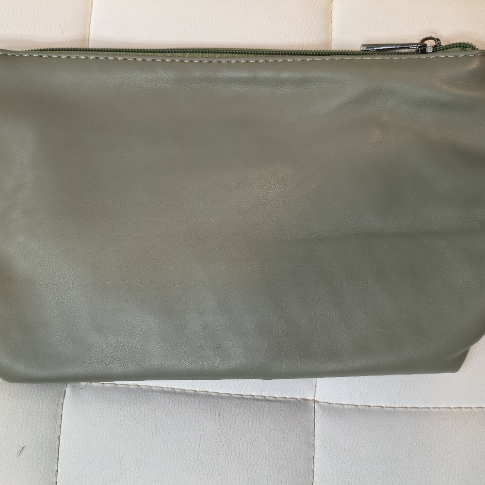 Stylish Vegan Leather Hand Woven Tote Bag Green Cream Handbag Shoulder Purse - Picture 4 of 15